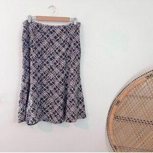 Vintage Talbots purple multicolor printed knee length swing silk skirt Size 14